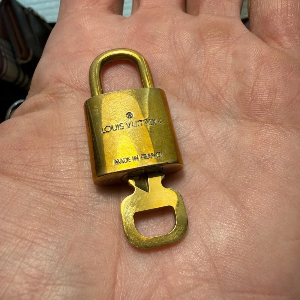 Authentic Louis Vuitton Brass Padlock & Key #315- Brilliant Gold Charm / Pendant